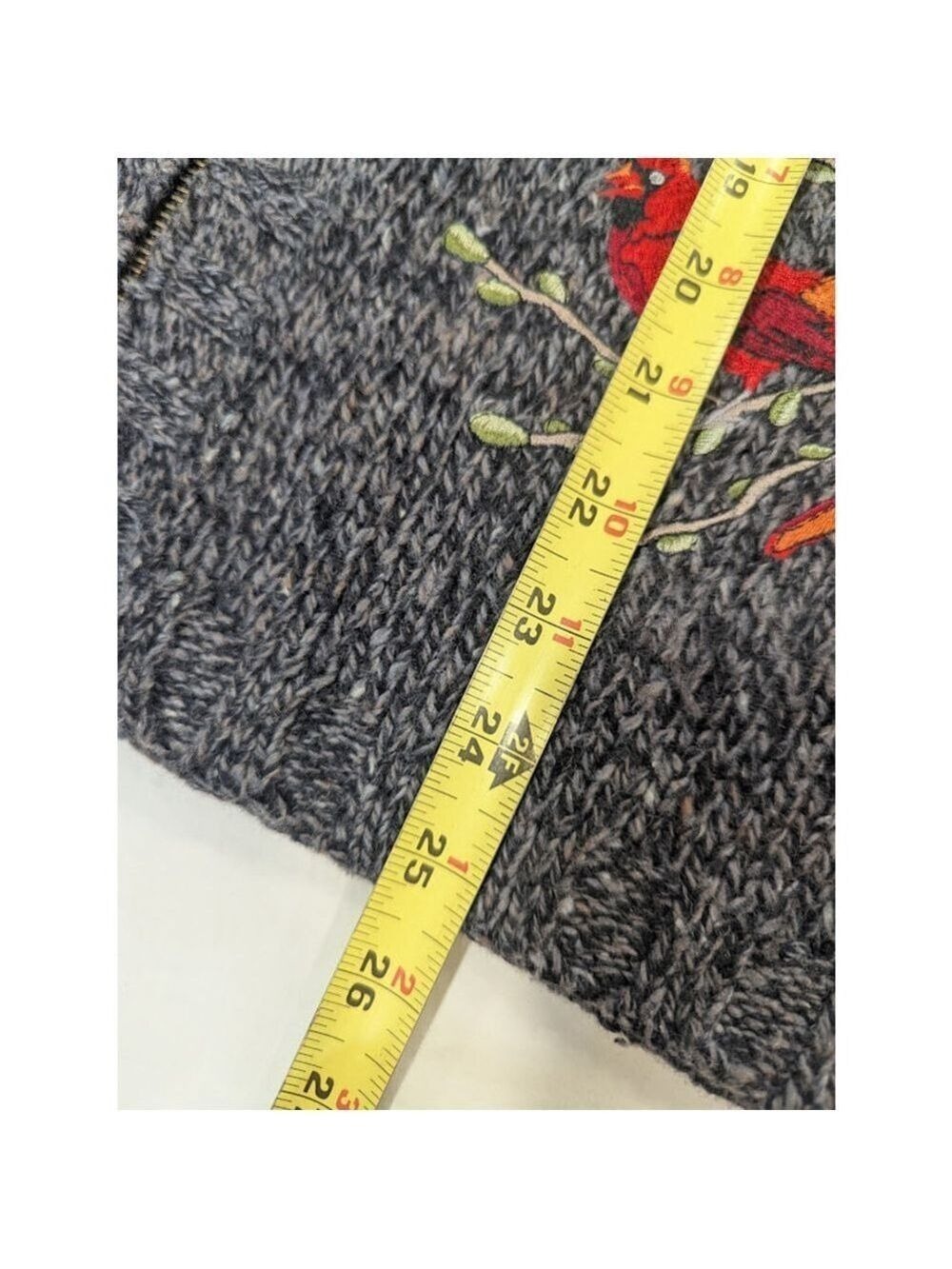 Woolrich Cardinal Embroidered Zip Sweater Vest Black Heather Size M Cottagecore - Picture 10 of 16